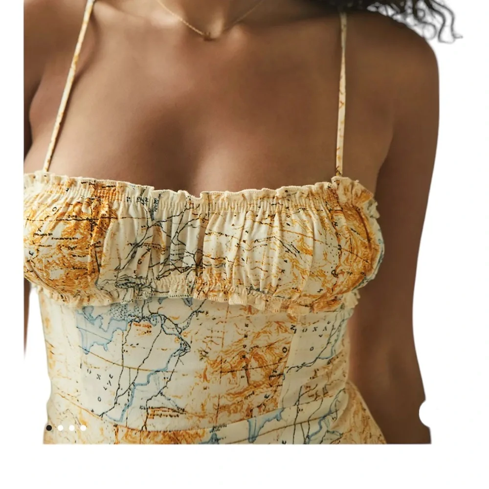 Urban Outfitters By The Sea Map Print Mini Dress - Picture 12 of 14
